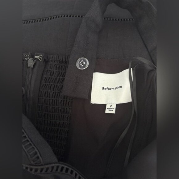 NEW Reformation Everett Sleeveless Linen Embroidered Midi Dress | US 2 UK 6 - Picture 12 of 13